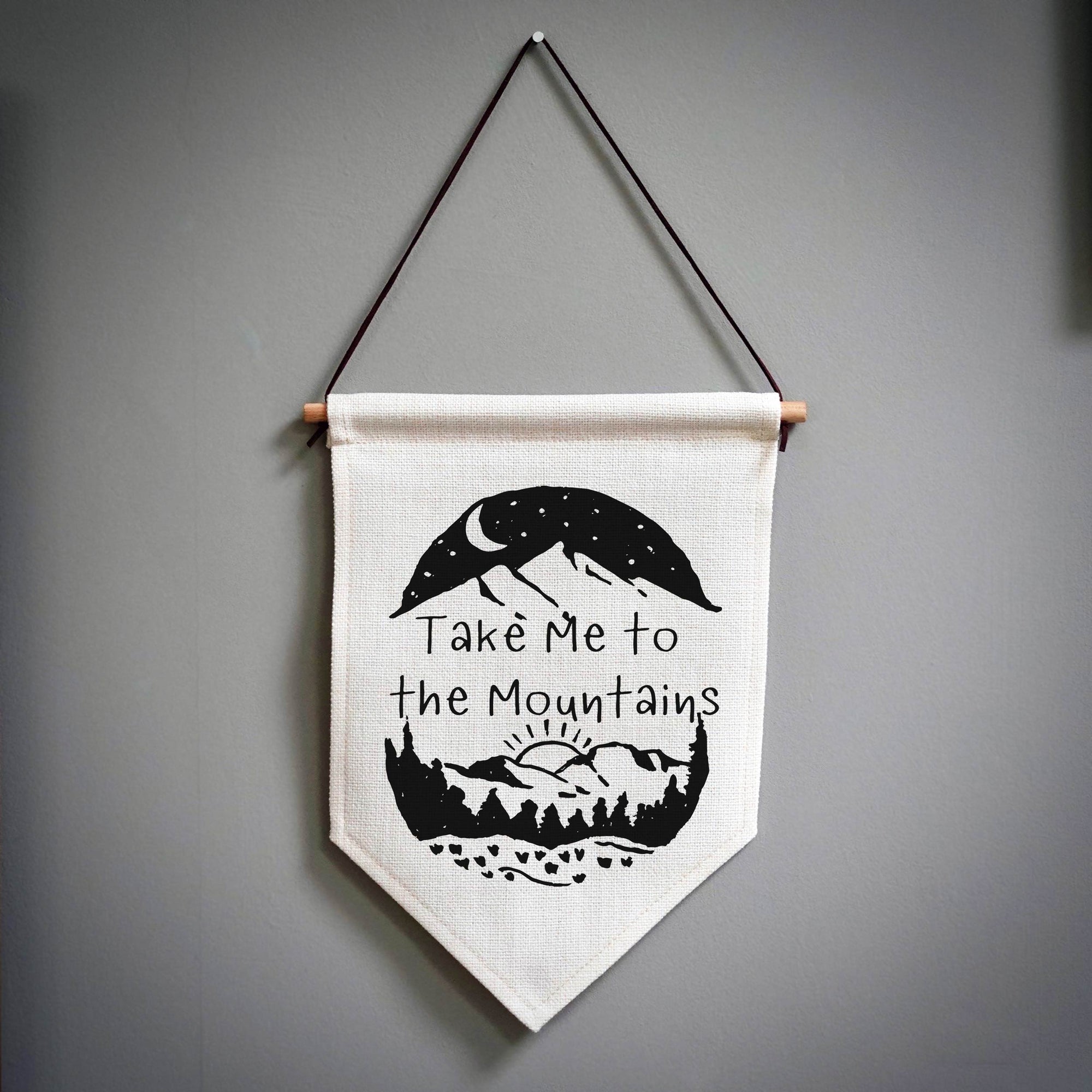 Take Me To The Mountains Linen Pennant Flag