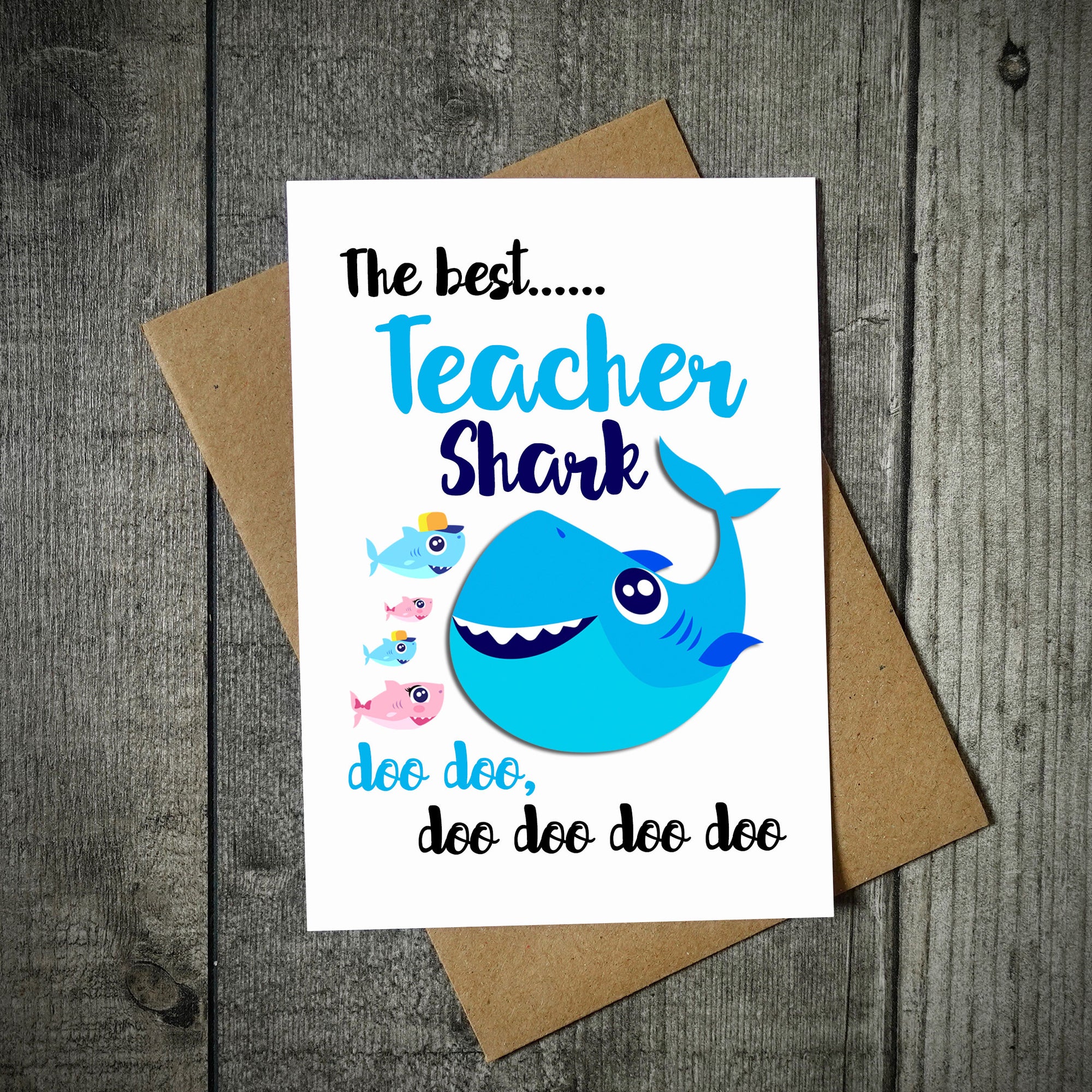 The Best Teacher Shark Teacher Card