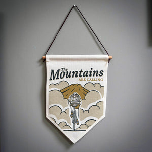 The Mountains Are Calling Bike Linen Pennant Flag