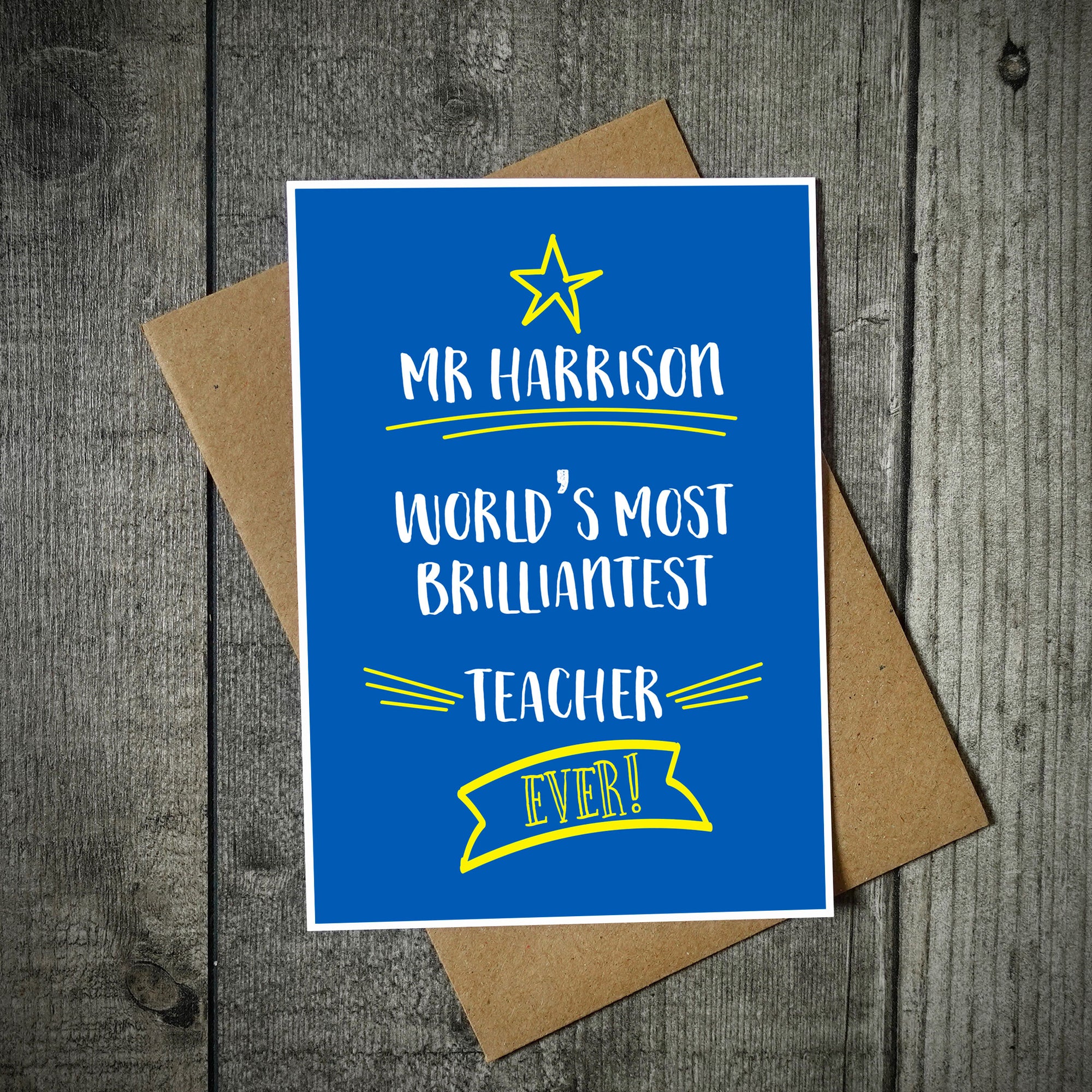 Brilliantest Teacher Card Blue