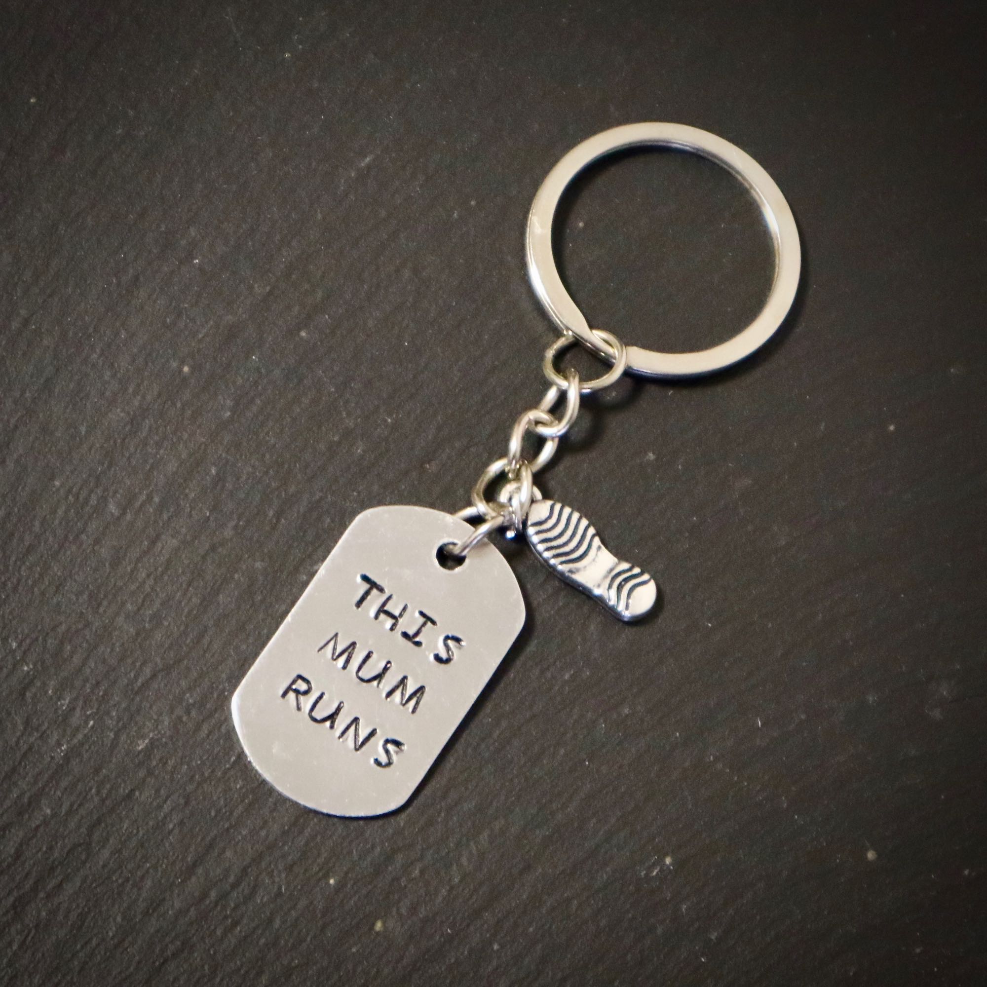 This Mum Runs Hand Stamped Running Keyring