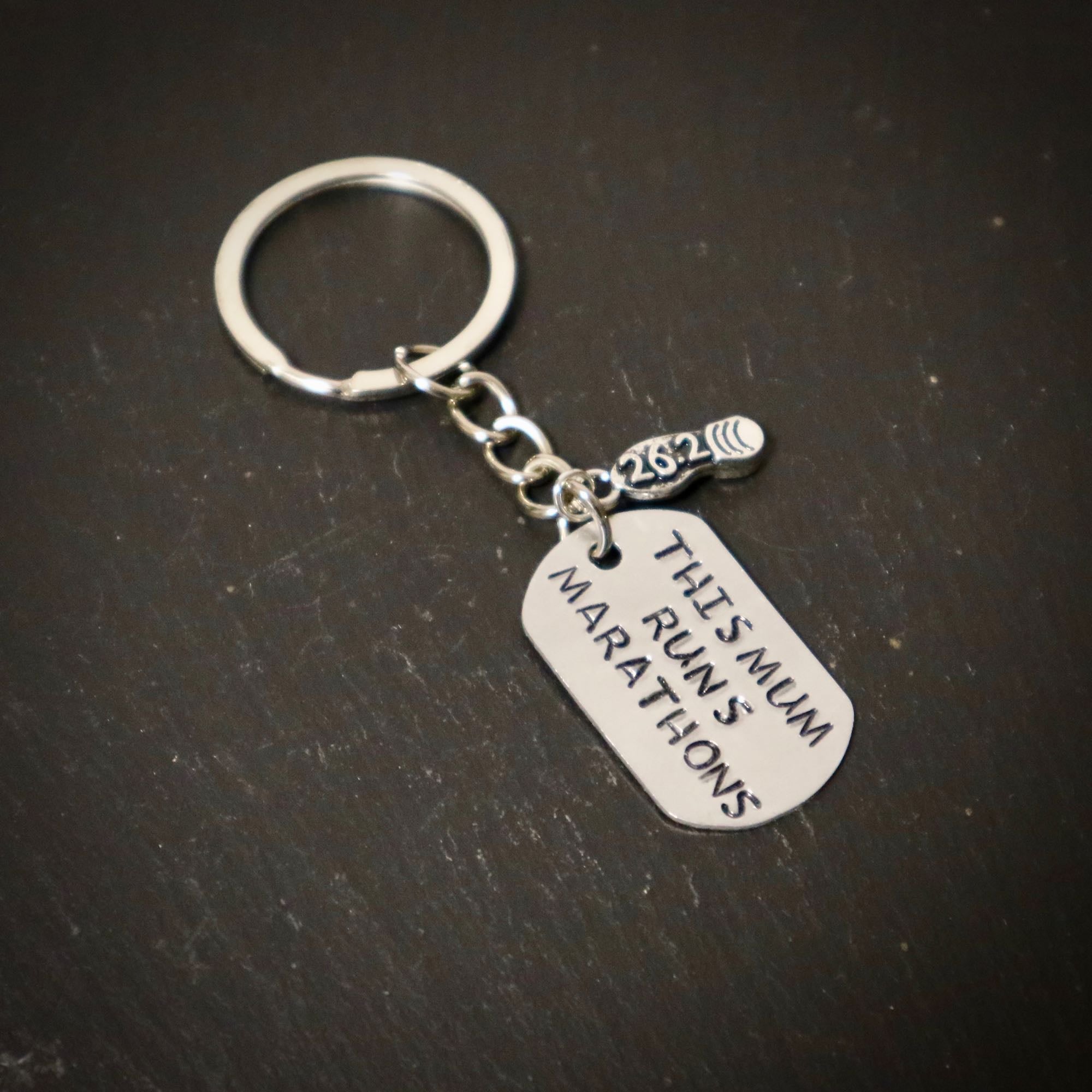 This Mum Runs Marathons Hand Stamped Running Keyring