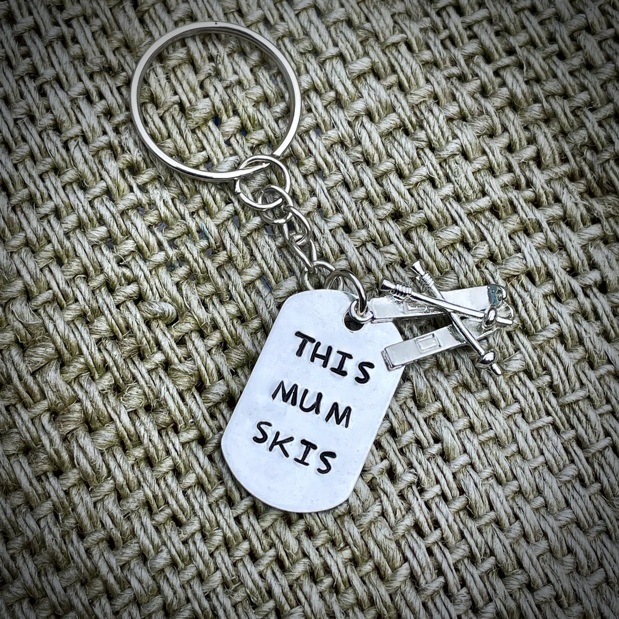 This Mum Skis Hand Stamped Keyring