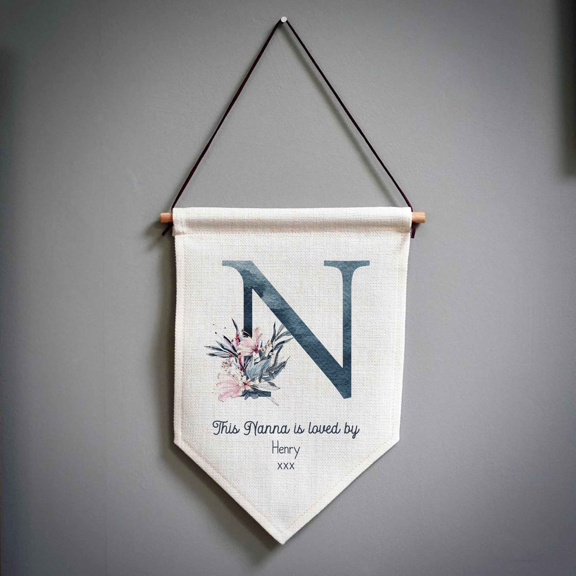 This Grandma/Nanna Is Loved By Personalised Linen Pennant Flag