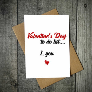 Valentine's Day To Do List Valentine's Card