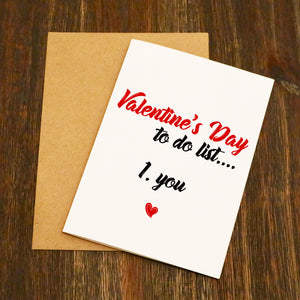 Valentine's Day To Do List Valentine's Card