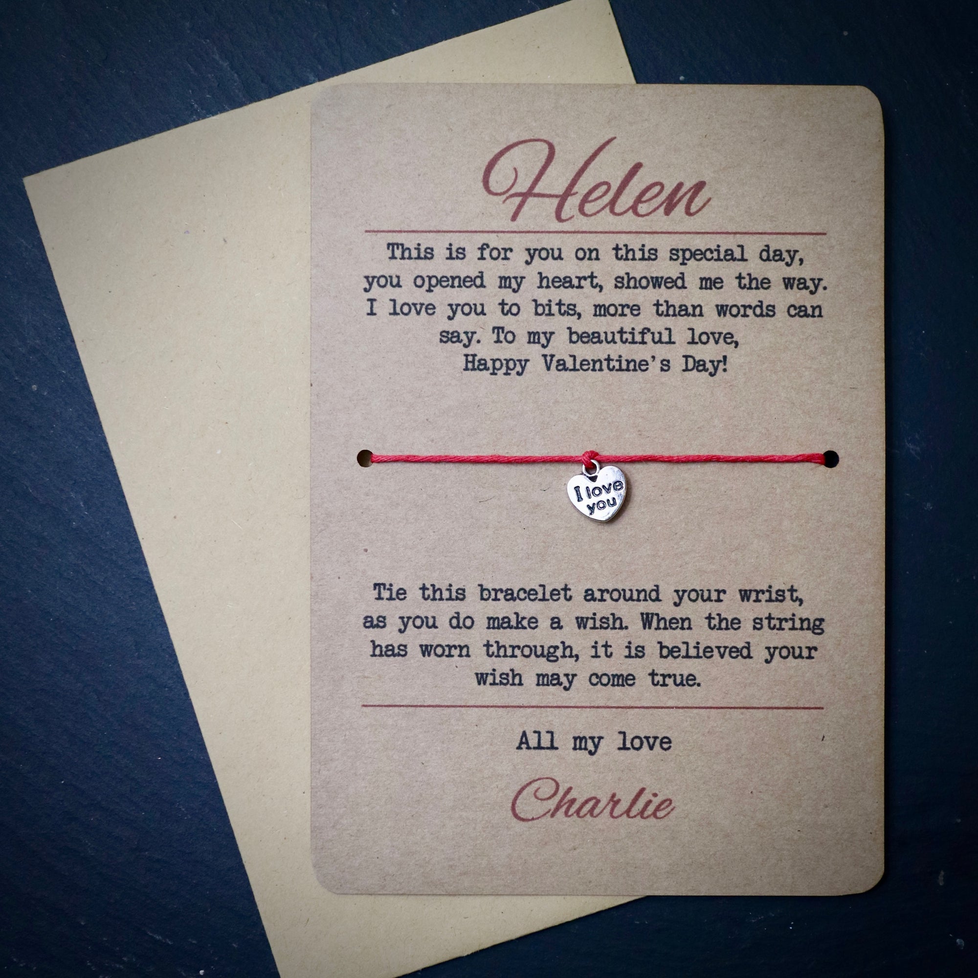 Valentine's Wish Bracelet & Postcard - For You Design