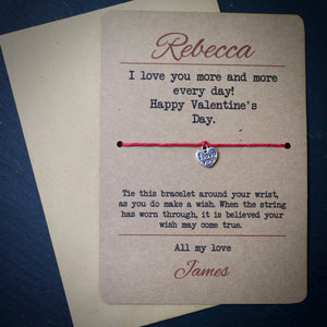 Valentine's Wish Bracelet & Postcard - Love You More Every Day