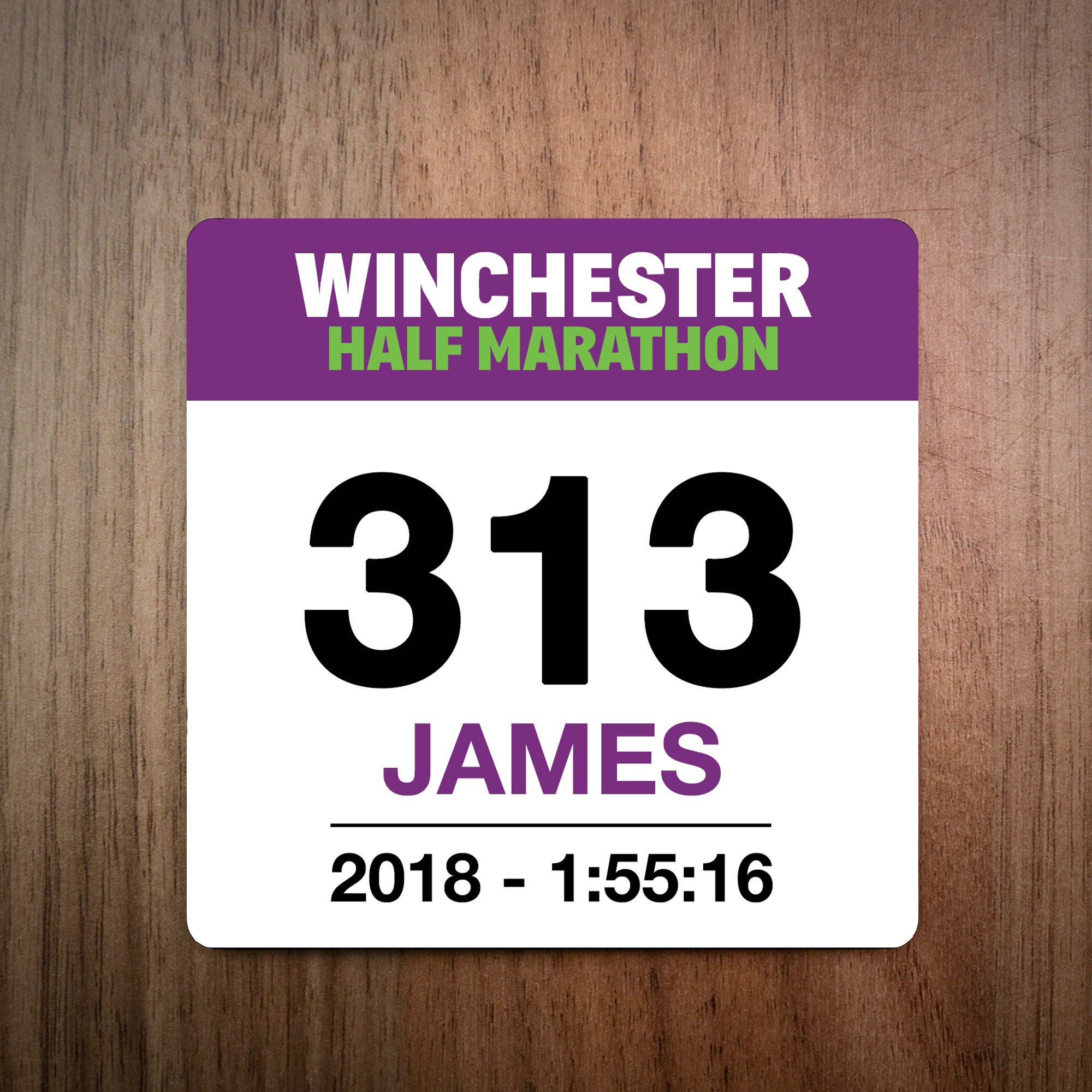 Personalised Winchester Half Marathon Race Bib Coaster