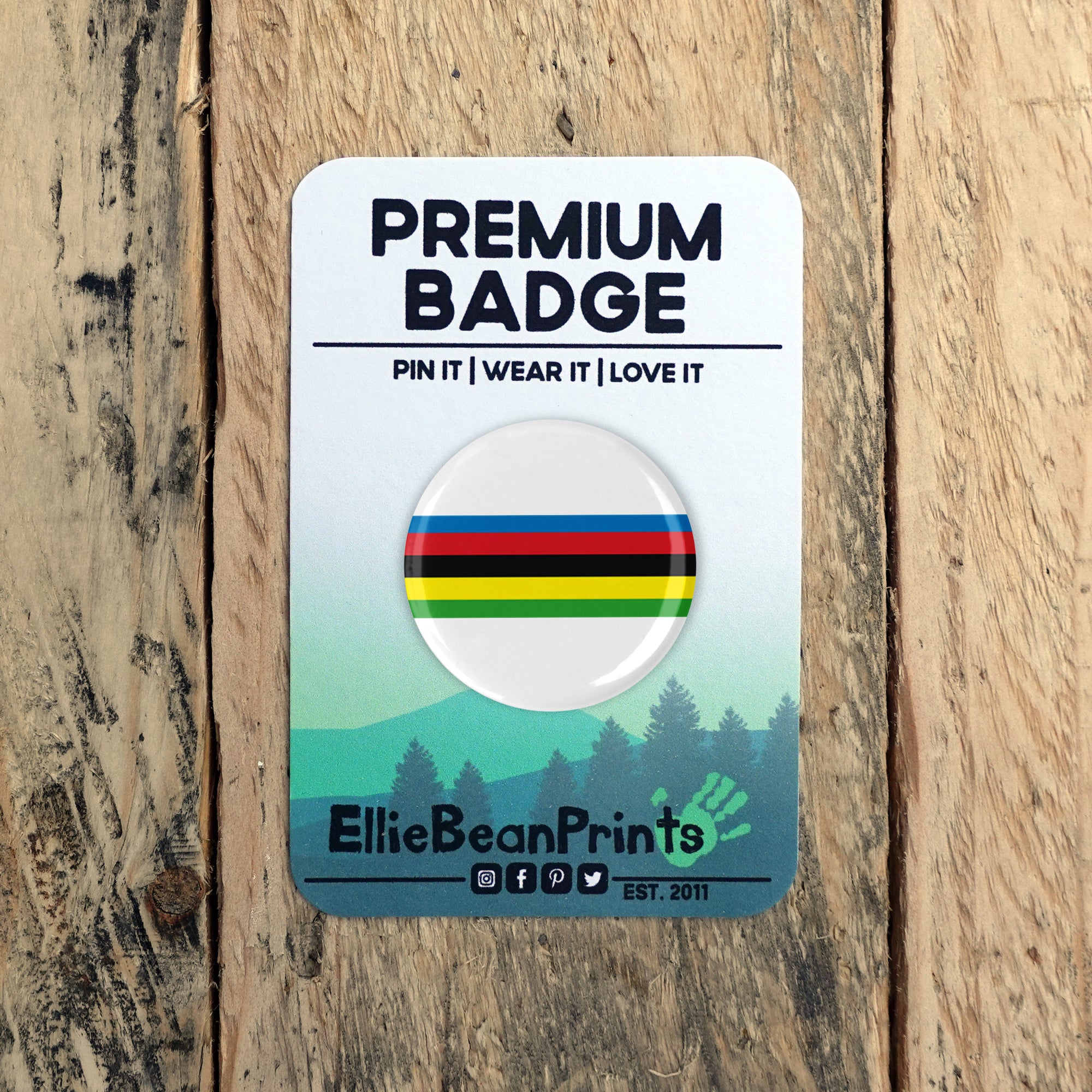 World Champs Rainbow Stripes Cycling Badge