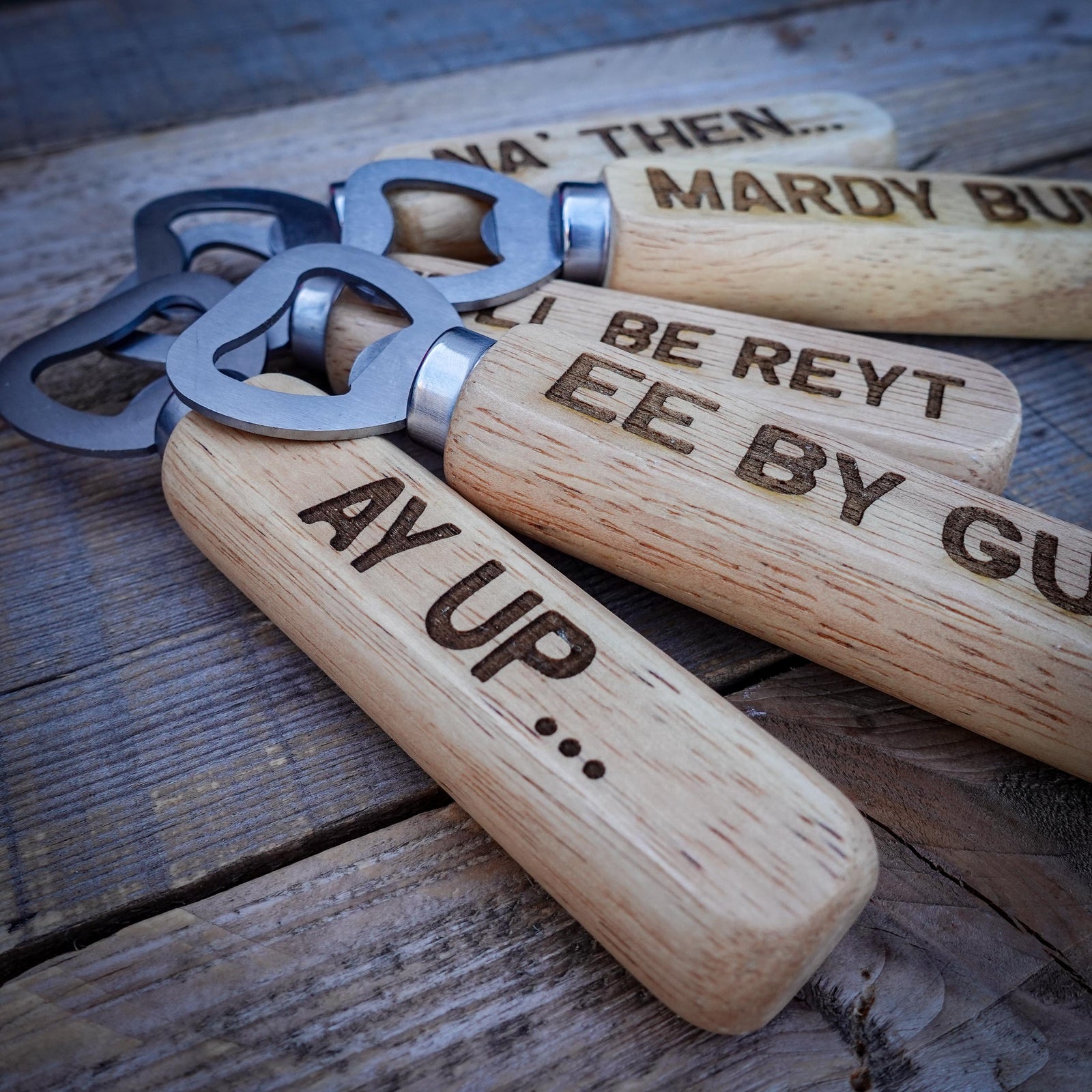 Yorkshire Sayings Engraved Wooden Bottle Opener