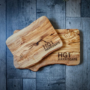 HG1 Personalised Postcode Chopping Board - Olive Wood