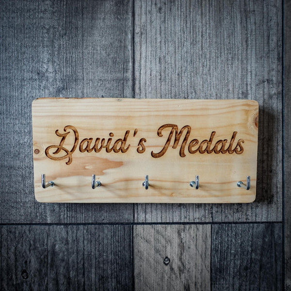 Personalised Medal Rack Display – Handmade from Reclaimed Wood (Small ...