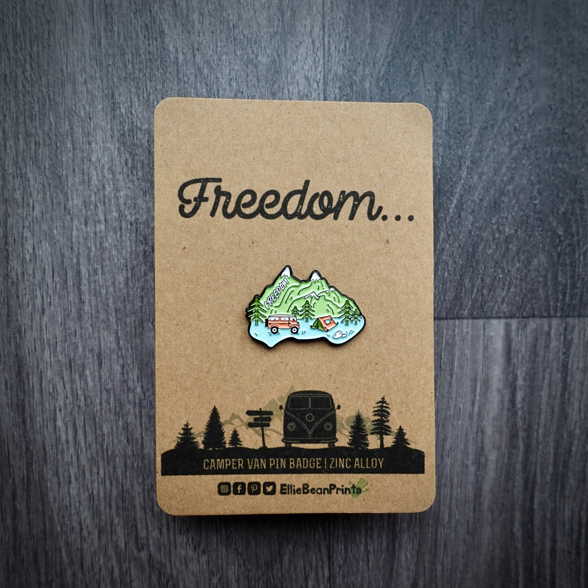 Freedom Camper Van Mountains Enamel Pin Badge