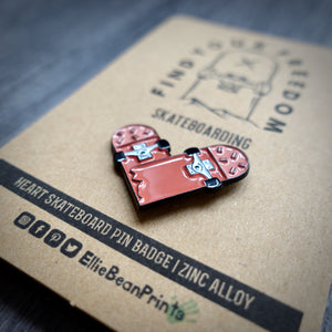 Love Heart Skateboard Enamel Pin Badge