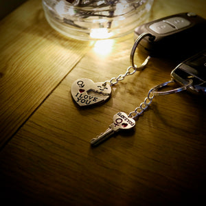 "I Love You" Couples Heart and Key Ring Set – Perfect for Valentine's Day and Christmas