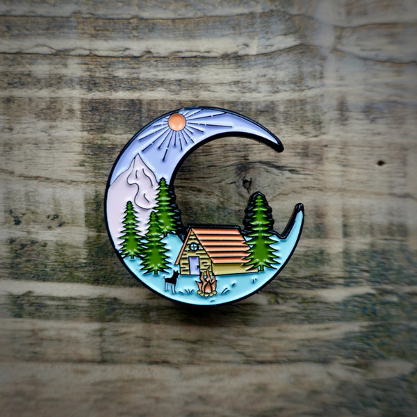 Adventure Moon Enamel Pin Badge - EllieBeanPrints