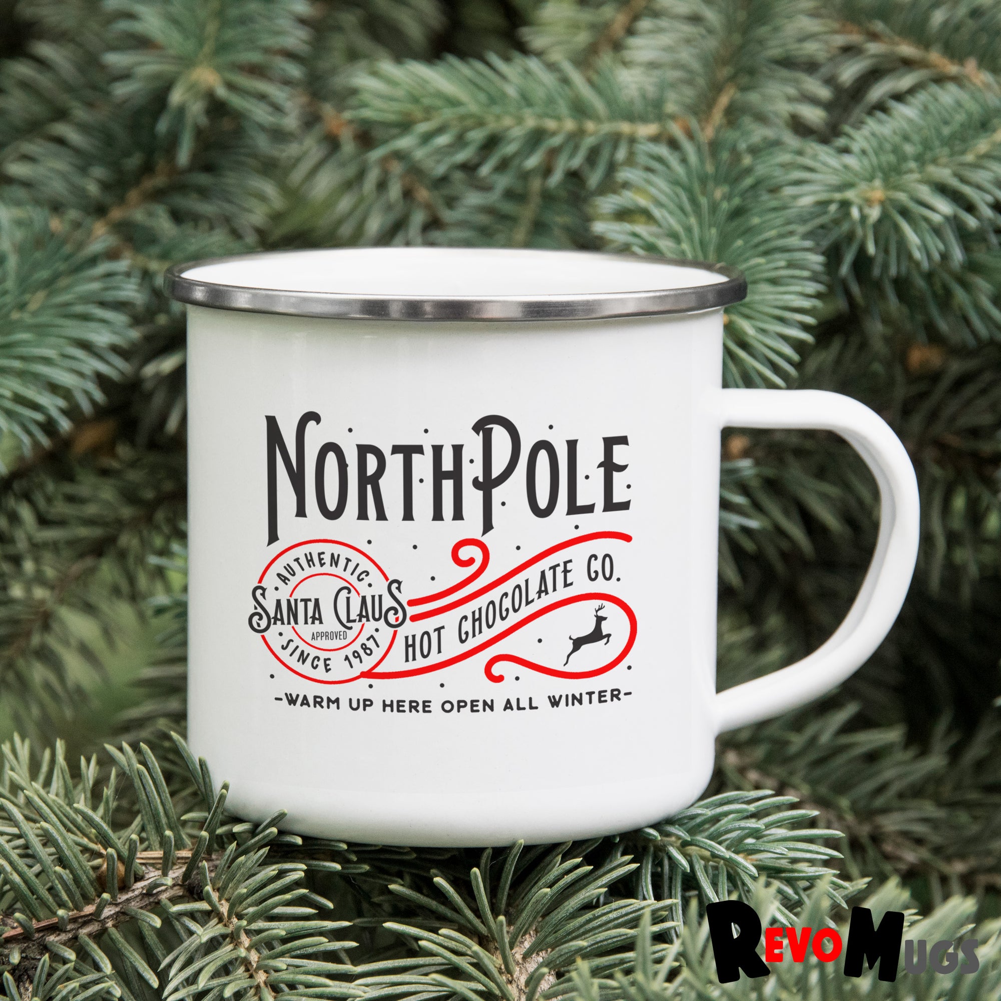 North Pole Hot Chocolate Enamel Mug