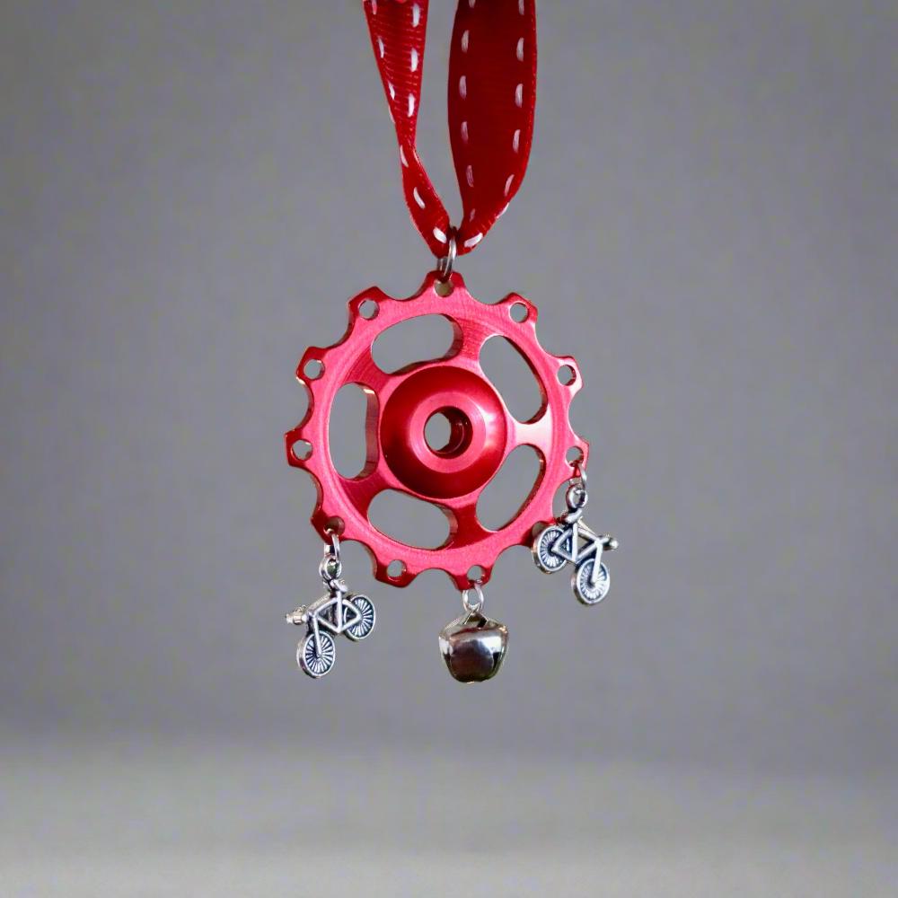 Jockey Wheel Christmas Tree Decoration – MTB Bell with Bike Charms and Festive Bell