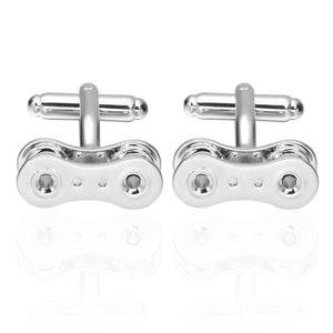 Chain Link Cycling Silver Plated Cufflinks