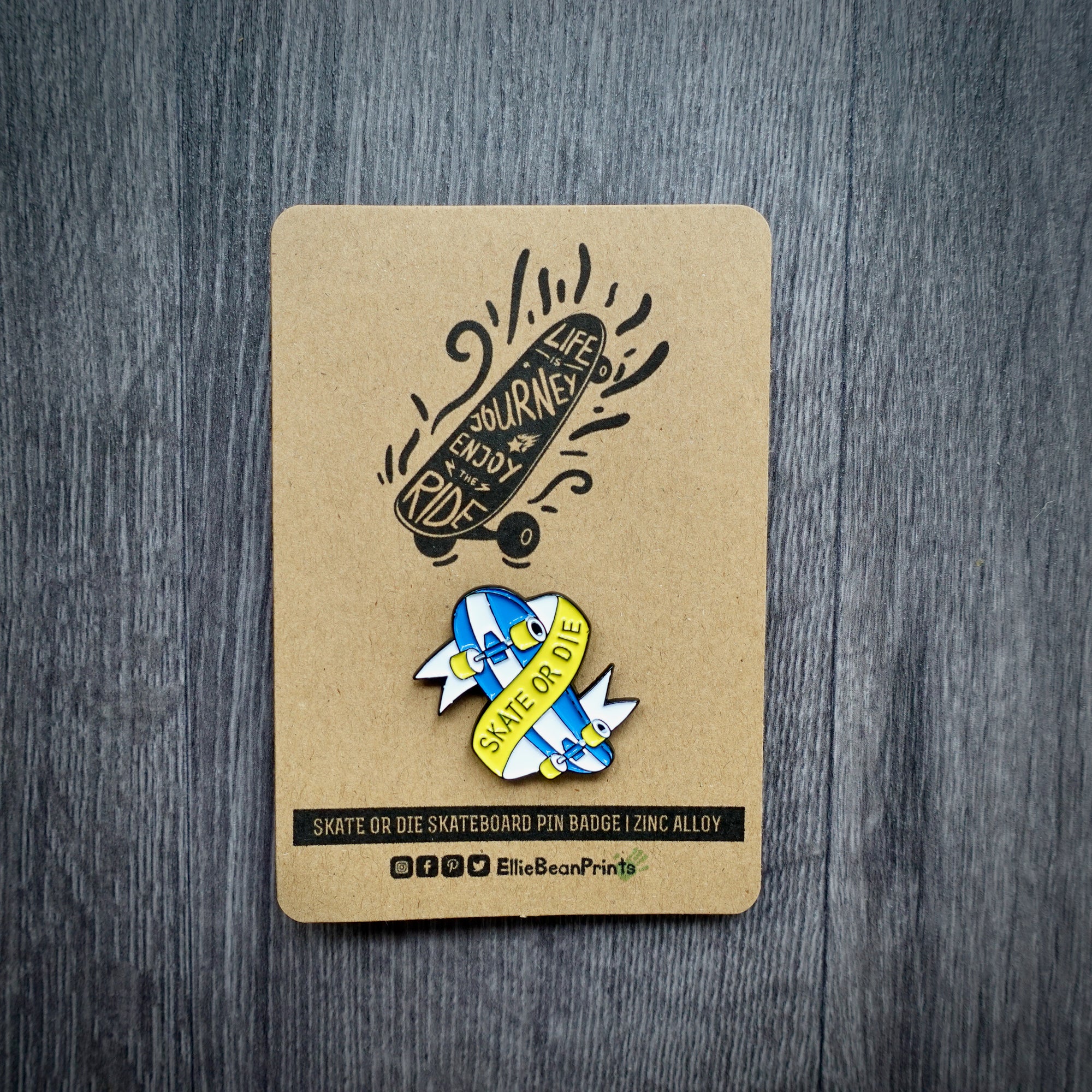 Skate or Die Skateboard Enamel Pin Badge