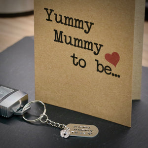Hand Stamped Yummy Mummy To Be  Keyring