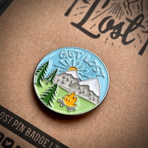 Get Lost Enamel Mountains Pin Badge