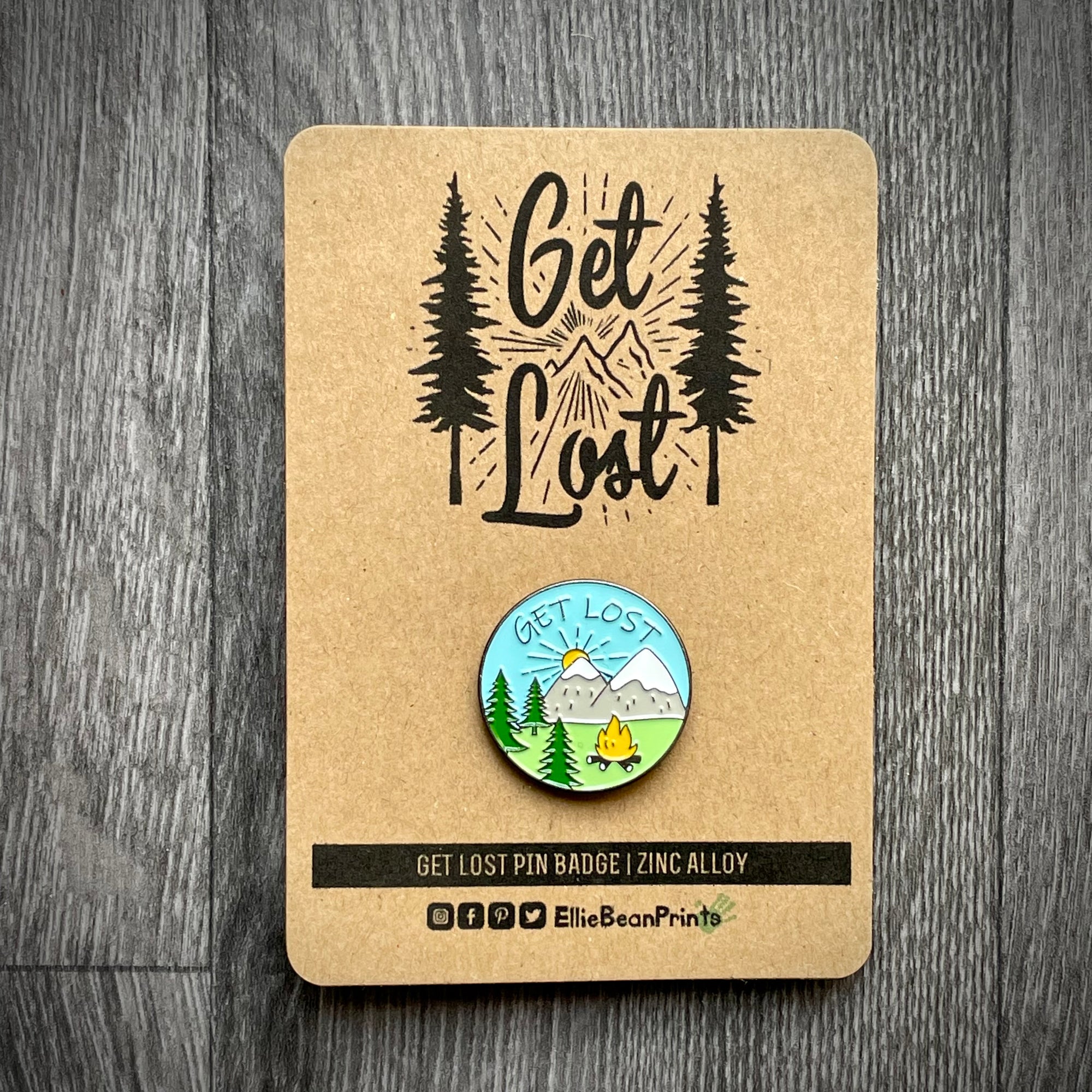 Get Lost Enamel Mountains Pin Badge